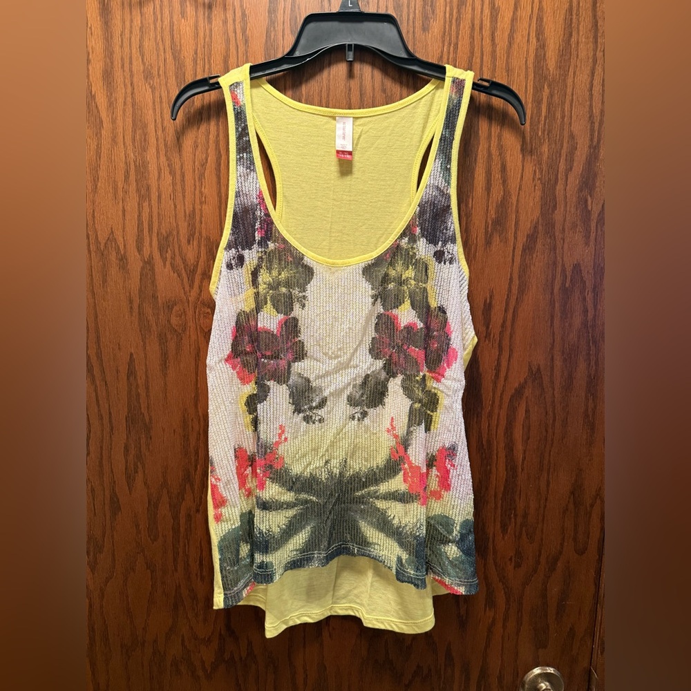 No Boundaries Yellow Floral Tank Top